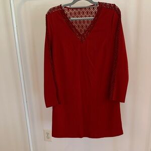 Elegant Red V-Neck Dress